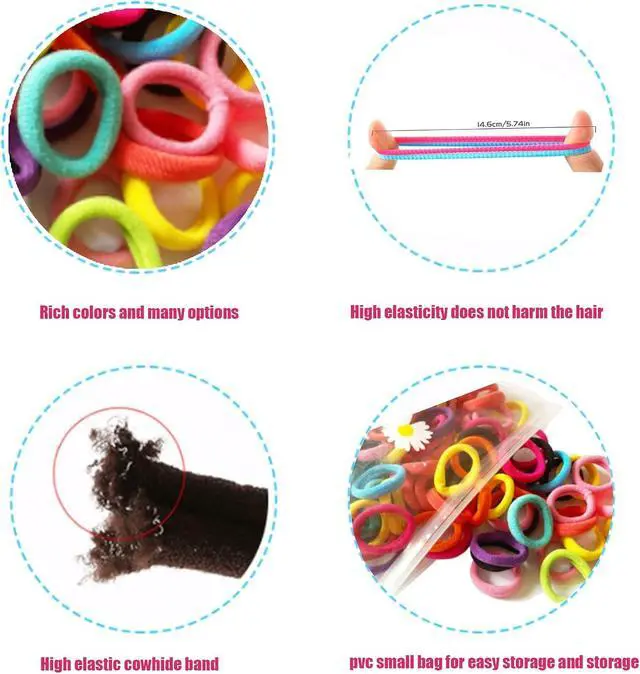 Alt view image 4 of 7 - 100 Pcs Baby Hair Ties, Cotton Ponytail Holders, No Damage Elastics | Cotton Toddler Hair Ties for Girls and Kids, Multicolor Small Soft No Damage Hair Elastics Ponytail Holders(10Colors)