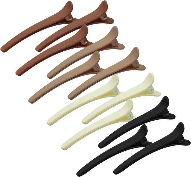 Main image of Matte Duckbill Styling Hair Clips 3.07 Inch No-Crease Sectioning Barrettes for Women & Girls, Hair Accessories in 4 Colors(12Pack)