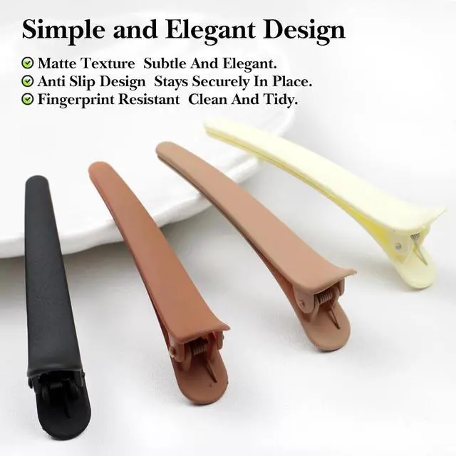 Alt view image 3 of 7 - Matte Duckbill Styling Hair Clips 3.07 Inch No-Crease Sectioning Barrettes for Women & Girls, Hair Accessories in 4 Colors(12Pack)