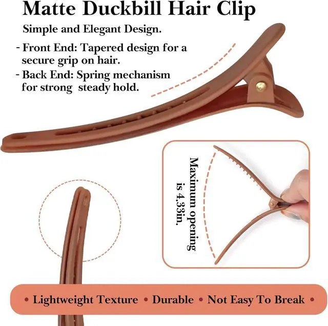 Alt view image 2 of 7 - Matte Duckbill Styling Hair Clips 3.07 Inch No-Crease Sectioning Barrettes for Women & Girls, Hair Accessories in 4 Colors(12Pack)