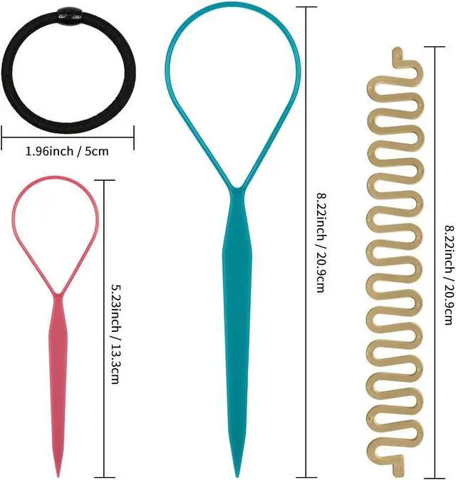 Alt view image 2 of 7 - TsMADDTs Hair Braiding Tools, Topsy Tail and French Braiders for Ponytail | DIY Hair Styling, for Women & Kids, Home Use, Durable Resin, Portable Travel Case