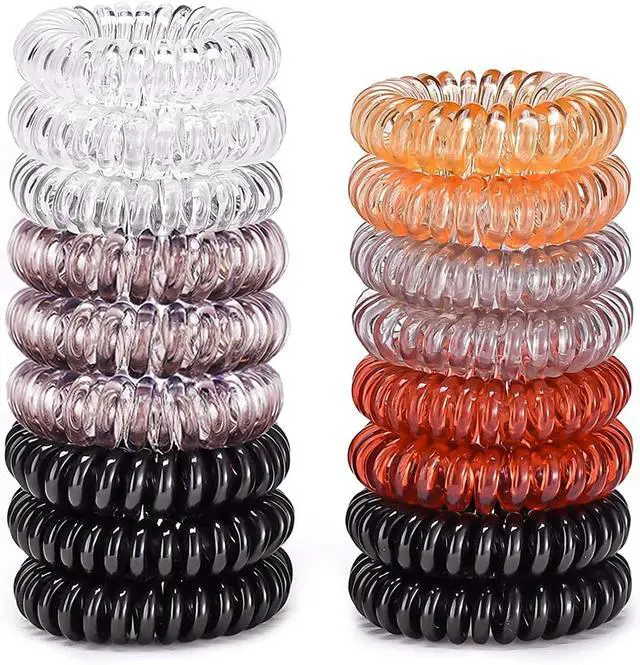 Main image of Hair Ties, 17 Pack Spiral Coils for Thick and Thin Hair - No Crease Ponytail Holders for Women and Children