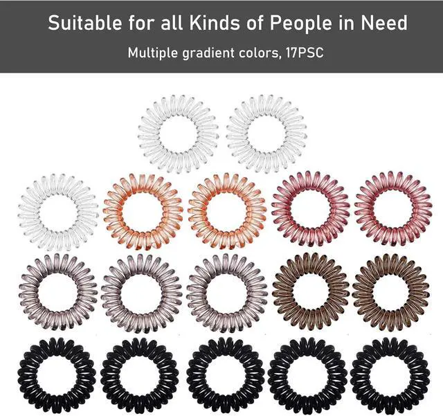 Alt view image 4 of 7 - Hair Ties, 17 Pack Spiral Coils for Thick and Thin Hair - No Crease Ponytail Holders for Women and Children