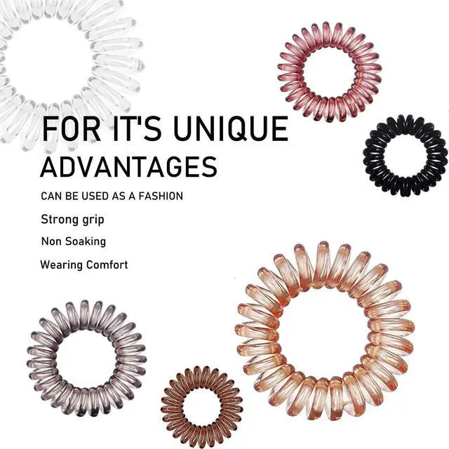 Alt view image 6 of 7 - Hair Ties, 17 Pack Spiral Coils for Thick and Thin Hair - No Crease Ponytail Holders for Women and Children