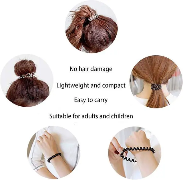Alt view image 7 of 7 - Hair Ties, 17 Pack Spiral Coils for Thick and Thin Hair - No Crease Ponytail Holders for Women and Children