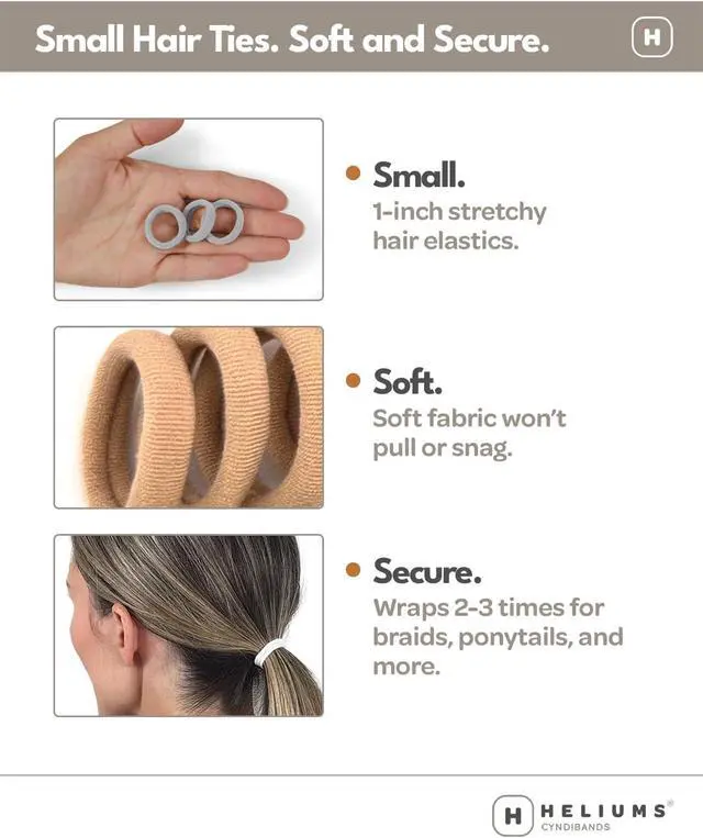 Alt view image 2 of 7 - Heliums Small Soft Hair Ties - Sandy Blonde - 1 Inch Mini Nylon Hair Ties No Damage, Ponytail Holders for Kids, Braids, Dogs and Thin Hair - 30 Count