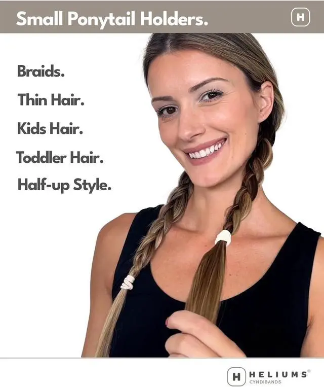 Alt view image 4 of 7 - Heliums Small Soft Hair Ties - Sandy Blonde - 1 Inch Mini Nylon Hair Ties No Damage, Ponytail Holders for Kids, Braids, Dogs and Thin Hair - 30 Count