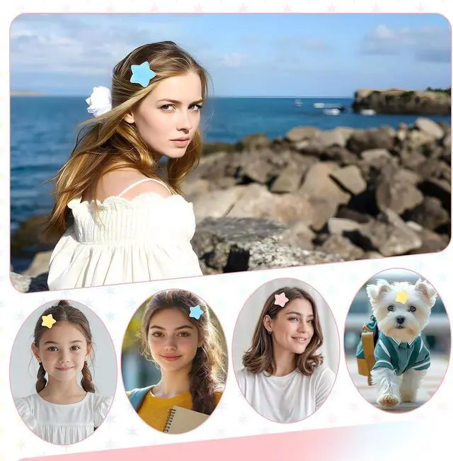 Alt view image 7 of 7 - Fluffy Star Hair Clips, 20 Pcs Cute Star Clips Star Shaped Kawaii Fuzzy Hair Clips Plush Star Hair Accessories Colorful Decora Accessories Y2K Star Shaped Alligator Duckbill Clips for Women Girls