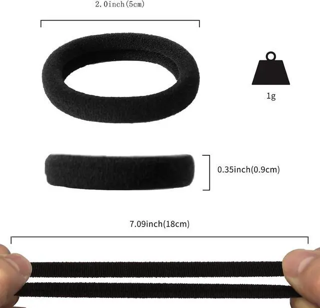 Alt view image 2 of 7 - Black Hair Ties, 100 Pack Nylon Elastic Bands for Women, Seamless Damage-Free Ponytail Holders, Thick Hair Accessories. (black)