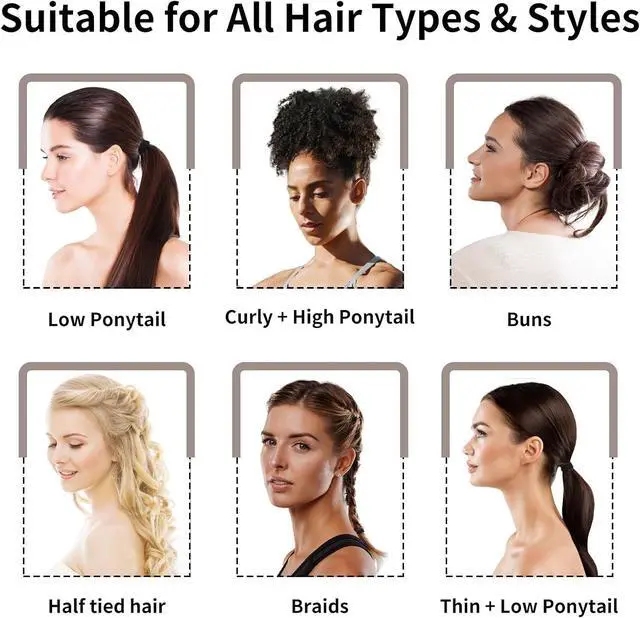 Alt view image 5 of 7 - Black Hair Ties, 100 Pack Nylon Elastic Bands for Women, Seamless Damage-Free Ponytail Holders, Thick Hair Accessories. (black)