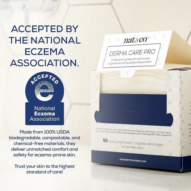 Alt view image 2 of 7 - Nat.&Co. Derma Care Pro 100% USDA Biobased Material - Professional Grade Extra Large Face Towels - Bio-Based Towel, Makeup Remover Dry Wipes, Facial Wash Cloths for Sensitive and Clean Skin - 50 Count