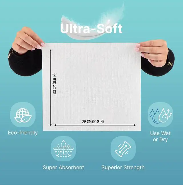 Alt view image 6 of 7 - Nat.&Co. Derma Care Pro 100% USDA Biobased Material - Professional Grade Extra Large Face Towels - Bio-Based Towel, Makeup Remover Dry Wipes, Facial Wash Cloths for Sensitive and Clean Skin - 50 Count