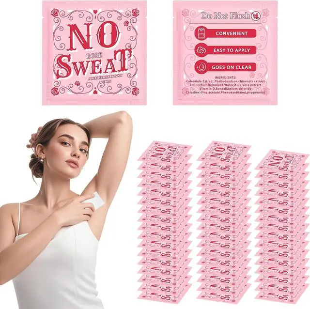 Main image of Body Wipes 50 pieces of Antiperspirant deodorant Wipes And Travel Deodorant Individually Wrap Hypoallergenic Mini Deodorant Underarm Rose And Travel To Clean Skin For Female Male Teenagers