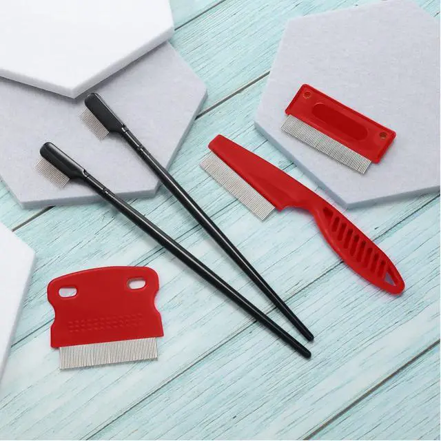 Alt view image 7 of 7 - 5 Pieces Dog Eye Combs Tear Stain Remover Combs Pet Grooming Comb for Small Dogs Gently Removing Eye Mucus and Crust (Red, Black)