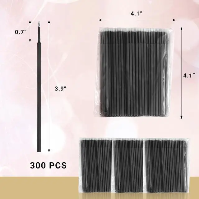 Alt view image 2 of 7 - 300 Count Disposable Micro Applicator Brush for Eyelash Extension, Micro Swabs Mascara Wands for Makeup Application Black