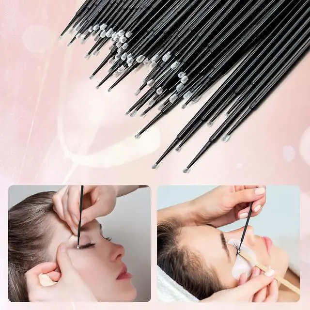Alt view image 6 of 7 - 300 Count Disposable Micro Applicator Brush for Eyelash Extension, Micro Swabs Mascara Wands for Makeup Application Black