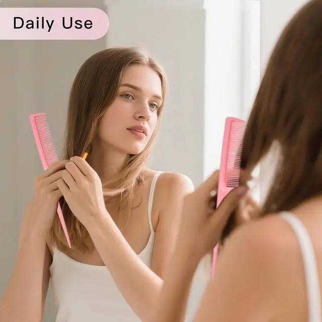 Alt view image 4 of 6 - 24 Pcs Rat Tail Comb Set for Women -Fine Tooth Styling comb with Pick, Anti-Static Heat Resistant Teasing Comb,Professional Hair Parting Tools for Smooth Detangling, Updos & Salon-Perfect Hairstyles.