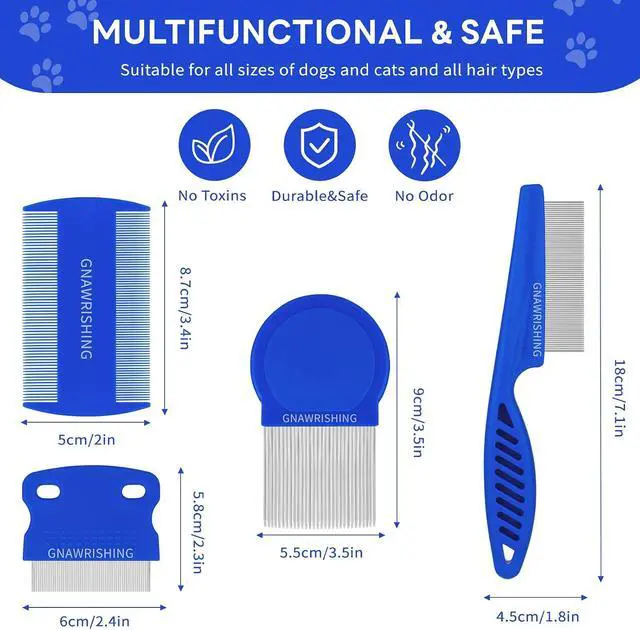 Alt view image 2 of 7 - Flea Comb 4Pcs with High Strength Teeth Pet Tear Stain Remover Combs, Pet Dog Cat Grooming Comb Set Effective Float Hair Remover