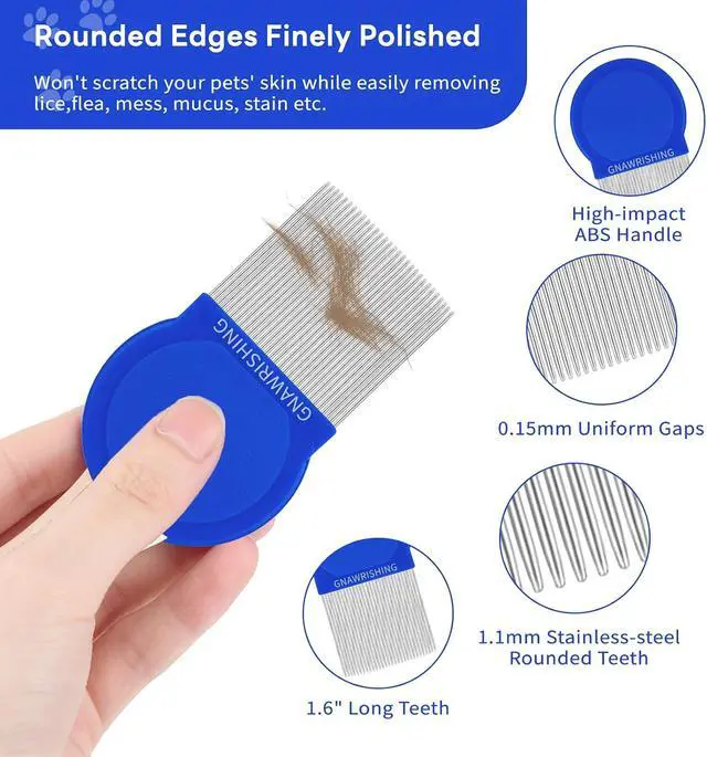 Alt view image 5 of 7 - Flea Comb 4Pcs with High Strength Teeth Pet Tear Stain Remover Combs, Pet Dog Cat Grooming Comb Set Effective Float Hair Remover