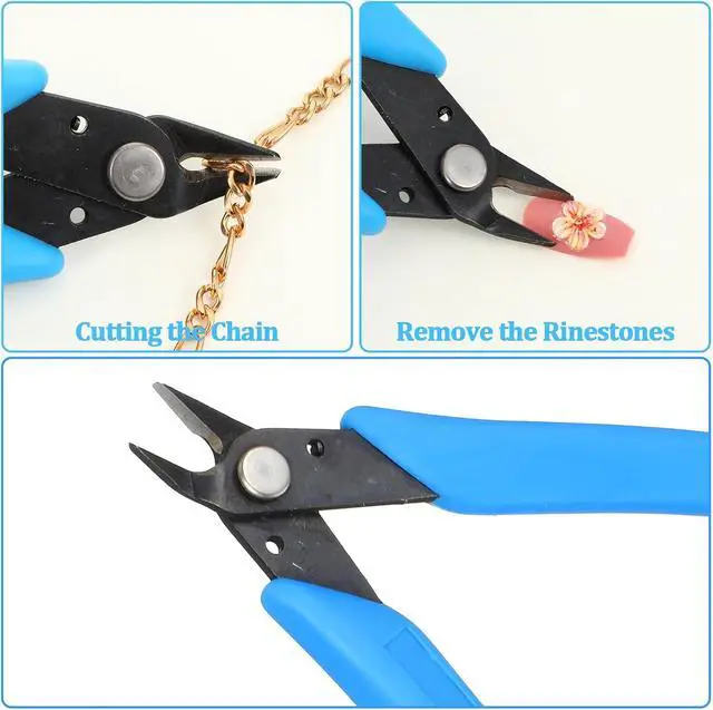 Alt view image 5 of 7 - Nail Art Decorations Remover DIY Tool Stainless Steel Nail Art Scissors Rhinestone Remover Metal Chain Cutter Professional Nipper Cutter Scissors Manicure Accessory 5" Diagonal Pliers