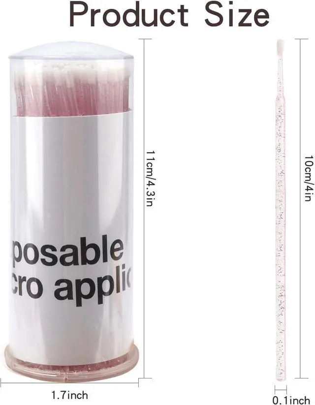 Alt view image 3 of 7 - 200 Pcs Disposable Micro cotton swabs Micro Applicator Brush | Micro Swabs For Eyelash Extensions,Mascara Micro Brush For Cleaning Makeup and Personal Care (crystal pink)