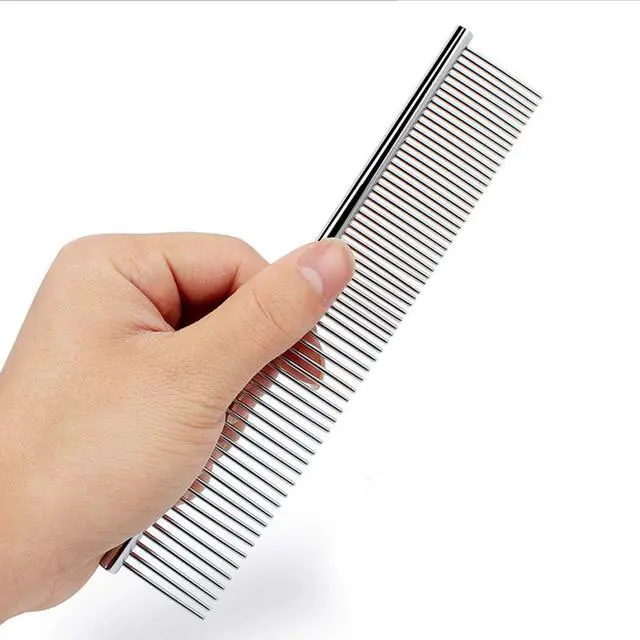 Alt view image 2 of 7 - Stainless Steel Pet Grooming Comb with Rounded Ends - Professional Tool for Long and Short-Haired Dogs, Cats and Greyhounds
