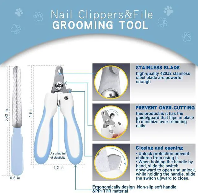 Alt view image 7 of 7 - Deshedding Dog Brush - Undercoat Rake for Cats & Dogs - Double Sided Brush for Shedding and Dematting Comb Grooming Tool kit - Nail Clipper & Nail File
