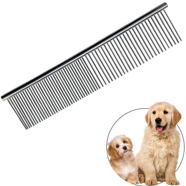 Main image of Stainless Steel Pet Grooming Comb with Rounded Ends - Professional Tool for Long and Short-Haired Dogs, Cats and Greyhounds