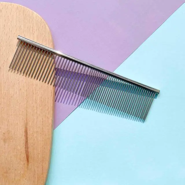 Alt view image 7 of 7 - Stainless Steel Pet Grooming Comb with Rounded Ends - Professional Tool for Long and Short-Haired Dogs, Cats and Greyhounds