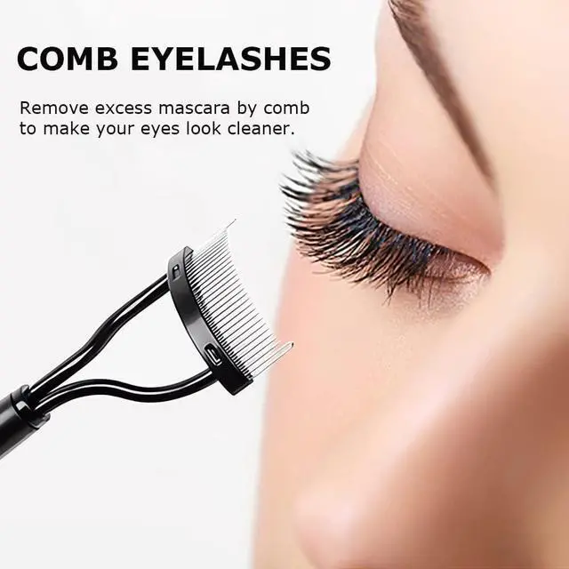 Alt view image 5 of 7 - Eyelash Comb - 2PCS Eyelash Separator Tool,Lash Separator | Lash Comb With Cover For Girls Women,Eye Makeup Brushes Separator,Mascara Applicator Tools With Metal Teeth