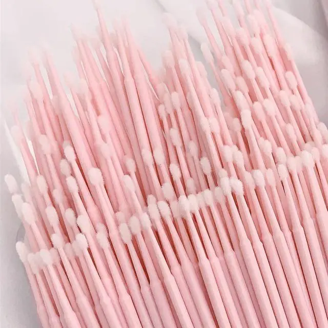 Alt view image 3 of 4 - 100-Pack Micro Cotton Swabs for Eyelash Extensions | 2mm Cotton Tip Applicators - Adjustable Makeup Brushes for Eyelash Glue, Cleansing & Detailing (Pink)
