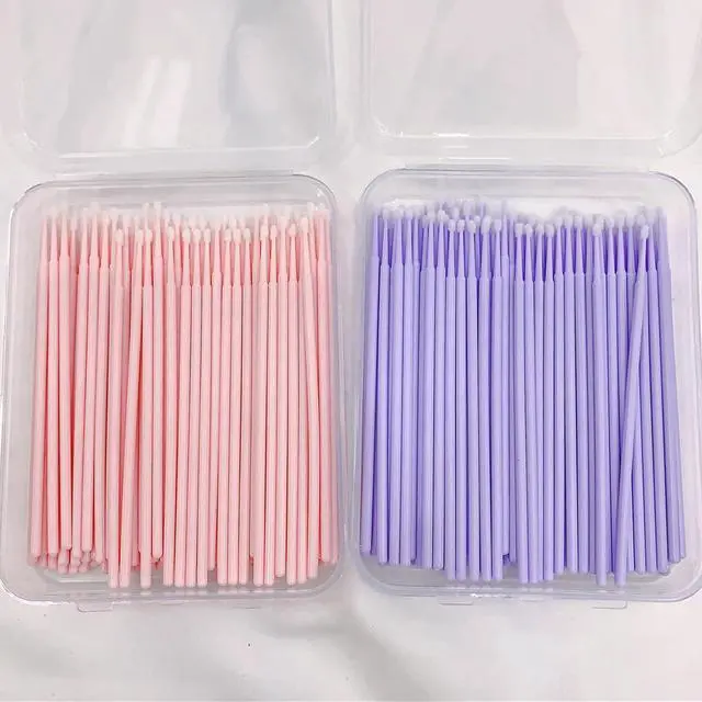 Alt view image 4 of 4 - 100-Pack Micro Cotton Swabs for Eyelash Extensions | 2mm Cotton Tip Applicators - Adjustable Makeup Brushes for Eyelash Glue, Cleansing & Detailing (Pink)