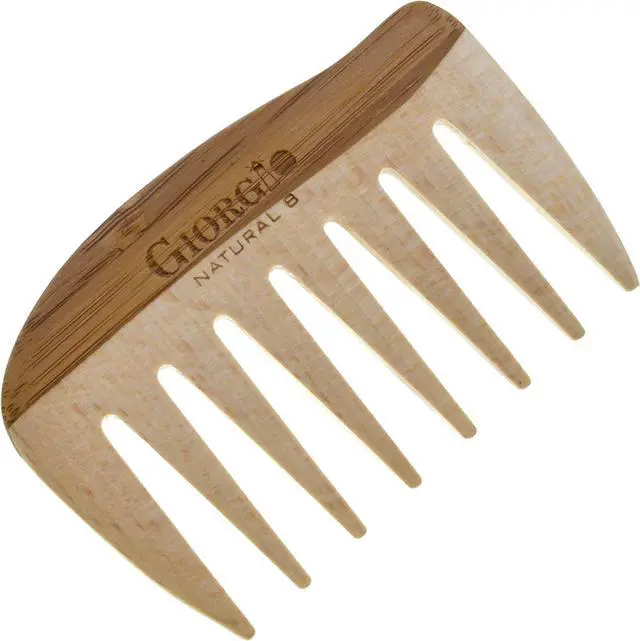 Main image of Giorgio GIONAT8 Small Natural Wooden Comb Detangler Wide Tooth Comb for Curly Hair, Bamboo and Beechwood Combs for Thick Hairs, Vegan Wooden Combs Perfect for Use with Long Thick Hair