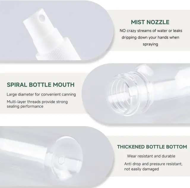 Alt view image 5 of 7 - 2OZ 3 Pack Small Spray Bottle 60ml, Clear Plastic Travel Spray Bottle, Empty Mini Sprayer Bottles for Face, Toner, Liquids, Essential Oils with Labels