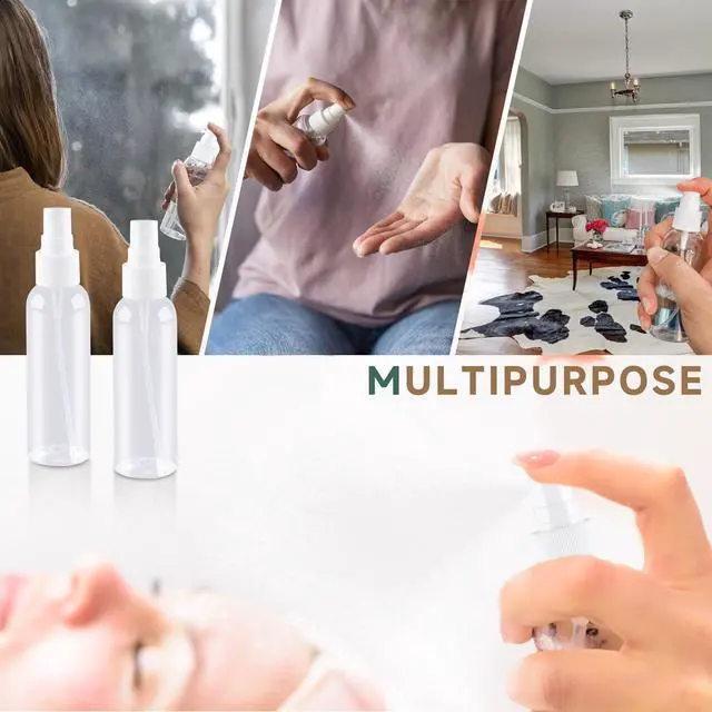 Alt view image 6 of 7 - 2OZ 3 Pack Small Spray Bottle 60ml, Clear Plastic Travel Spray Bottle, Empty Mini Sprayer Bottles for Face, Toner, Liquids, Essential Oils with Labels