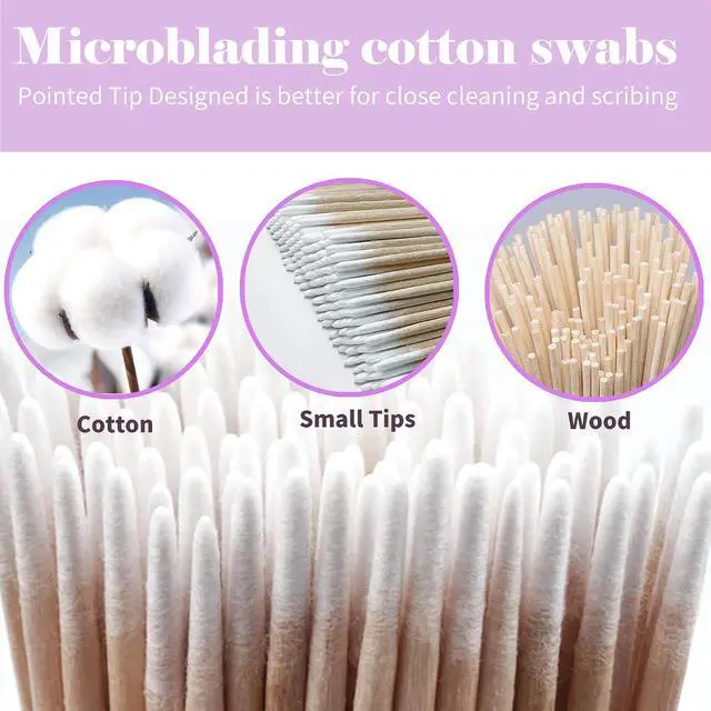 Alt view image 2 of 6 - 200PCS Pointed Cotton Swabs - Precision Tip Cotton Swabs - 4 Inch Microblading Cotton Swabs - Microblading Cotton Buds for Eyebrow Eyelash Extensions, Makeup, Nails, Tattoo Permanent Supplies, Craft