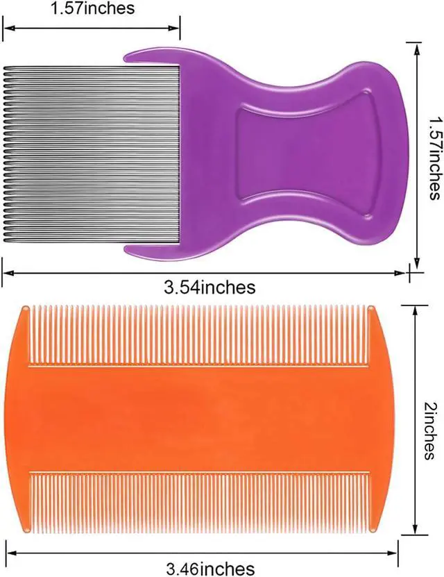 Alt view image 2 of 7 - Maitys 8 Pcs Lice Combs Kids Pet, 3.5 x 2 Inch, 3.54 x 1.57 Inch, Classic | Double Sided for Head Lice Removal, Flea Comb with Plastic Metal Fine Tooth Design, Nit Dandruff Grooming Tool