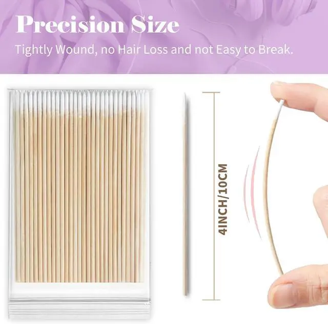 Alt view image 6 of 6 - 200PCS Pointed Cotton Swabs - Precision Tip Cotton Swabs - 4 Inch Microblading Cotton Swabs - Microblading Cotton Buds for Eyebrow Eyelash Extensions, Makeup, Nails, Tattoo Permanent Supplies, Craft
