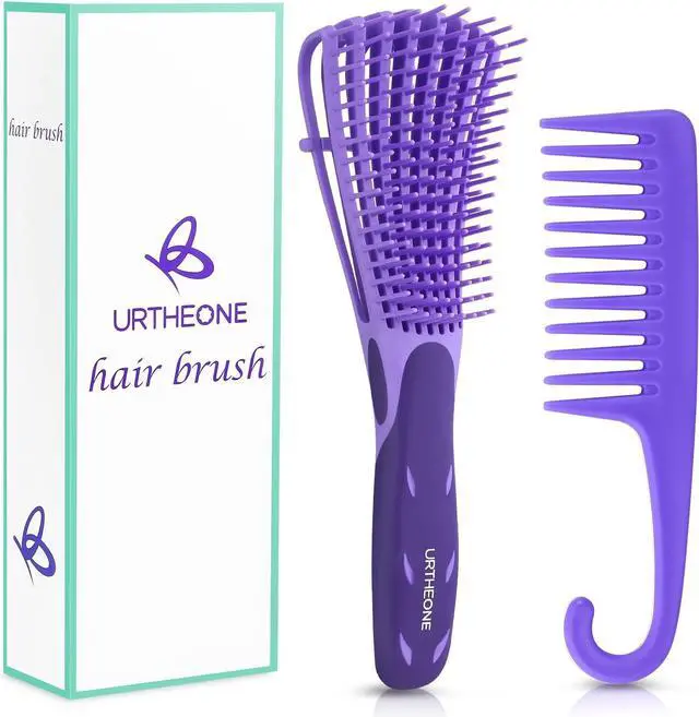 Main image of URTHEONE Detangling Brush for Black Natural Hair, 3A-4C Curly Afro Brush | Wet Dry Detangler Comb for Kinky Coily Wavy Hair, Pain Free No Pull with Comfortable Grip, Easy Clean for Adults Kids(Purple)