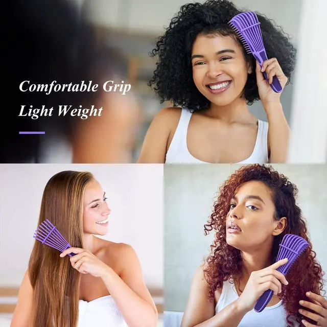 Alt view image 7 of 7 - URTHEONE Detangling Brush for Black Natural Hair, 3A-4C Curly Afro Brush | Wet Dry Detangler Comb for Kinky Coily Wavy Hair, Pain Free No Pull with Comfortable Grip, Easy Clean for Adults Kids(Purple)