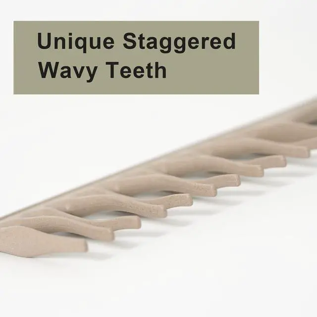 Alt view image 2 of 7 - Large Wide Tooth Comb for Curls, Detangling Comb for Wet Curly Hair (Grey) | Wet and Dry Hair, Wavy Teeth, Tea-based Material, for Hair Mask Distribution, Works Well on Thick Hair and Curly Hair