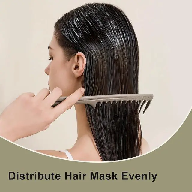 Alt view image 4 of 7 - Large Wide Tooth Comb for Curls, Detangling Comb for Wet Curly Hair (Grey) | Wet and Dry Hair, Wavy Teeth, Tea-based Material, for Hair Mask Distribution, Works Well on Thick Hair and Curly Hair