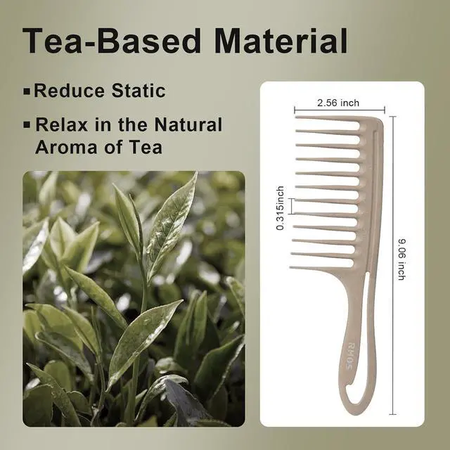 Alt view image 3 of 7 - Large Wide Tooth Comb for Curls, Detangling Comb for Wet Curly Hair (Grey) | Wet and Dry Hair, Wavy Teeth, Tea-based Material, for Hair Mask Distribution, Works Well on Thick Hair and Curly Hair