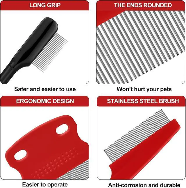 Alt view image 3 of 7 - 5 Pieces Dog Eye Combs Tear Stain Remover Combs Pet Grooming Comb for Small Dogs Gently Removing Eye Mucus and Crust (Red, Black)