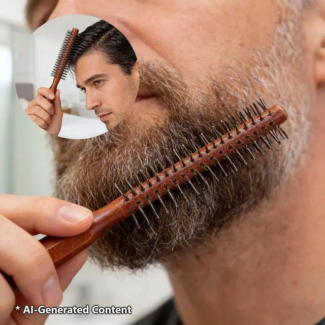 Alt view image 4 of 7 - Round Hair Brushes Small Rounded Hair Brush, Skinny Thin Round Brush Small, Wooden Circle Thin Circular Hair Brush, Unisex for Short Hair Styling, Bangs, 8.3x1.0in, Brown
