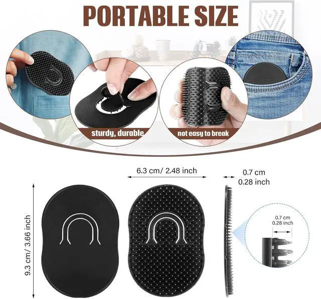 Alt view image 2 of 7 - Boao 12 Packs Hand Combs Pocket Brush Finger Palm Combs for Men Portable Soft Pocket Palm Hair Brush Scalp Massage for Hair Home Travel Pets (Black)