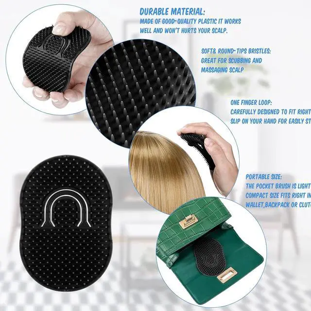 Alt view image 3 of 7 - Boao 12 Packs Hand Combs Pocket Brush Finger Palm Combs for Men Portable Soft Pocket Palm Hair Brush Scalp Massage for Hair Home Travel Pets (Black)