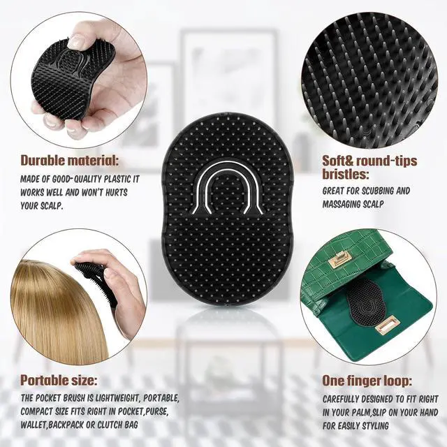 Alt view image 4 of 7 - Boao 12 Packs Hand Combs Pocket Brush Finger Palm Combs for Men Portable Soft Pocket Palm Hair Brush Scalp Massage for Hair Home Travel Pets (Black)