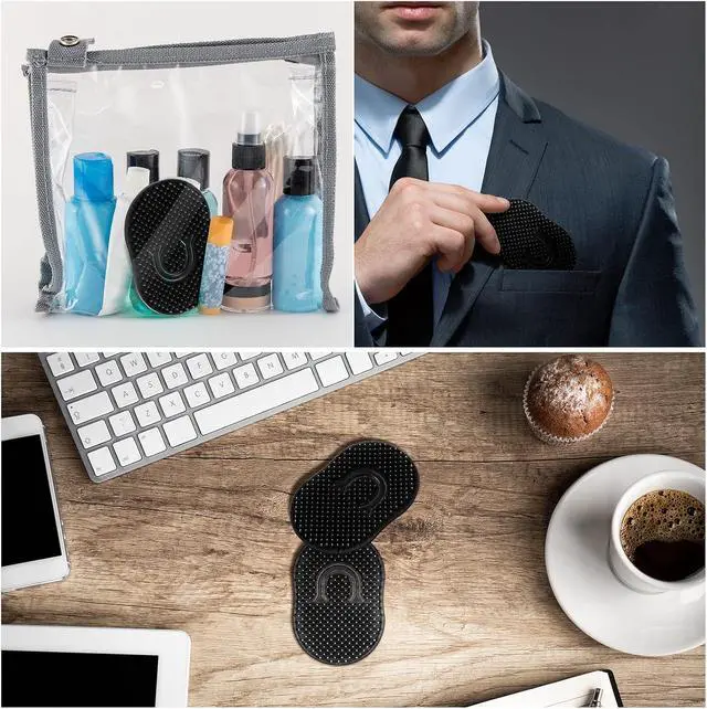 Alt view image 6 of 7 - Boao 12 Packs Hand Combs Pocket Brush Finger Palm Combs for Men Portable Soft Pocket Palm Hair Brush Scalp Massage for Hair Home Travel Pets (Black)