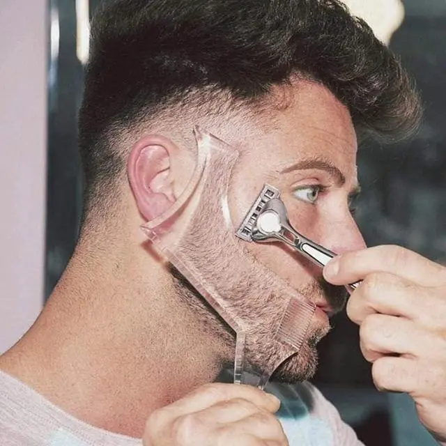 Main image of MIKEBE Beard Shaping & Styling Tool With Comb for Perfect line up & Edging For Men's Jaw Cheek/Neck Line, Symmetric/Curve/Step Cut Works with Any Beard Razor Electric Trimmers or Clippers